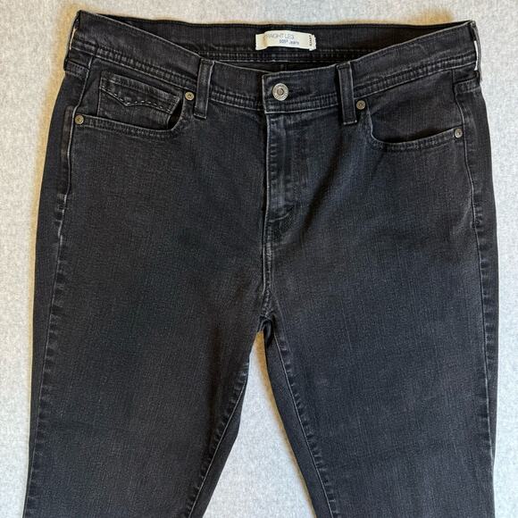 Levi’s 505 Straight Leg Jeans Women’s Size 12 Black Mid Rise Stretch Casual Mom - Picture 4 of 15